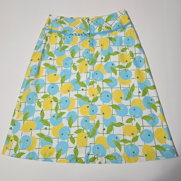 Lilly Pulitzer Vintage A-Line Lemon & Blueberry Print Preppy Cotton Skirt Sz 4 - Picture 2 of 4